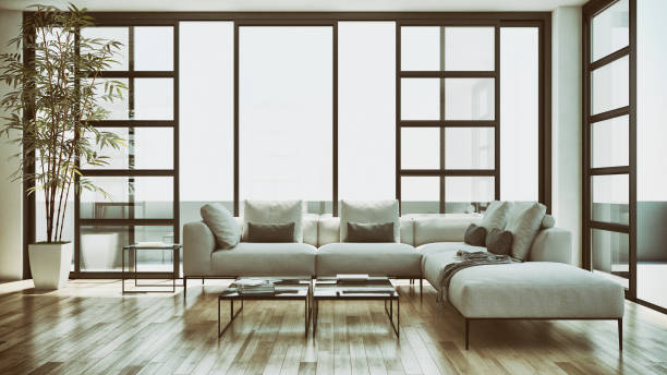 istock Large luxury modern bright interiors Living room mockup illustration 3D rendering image 2157541434