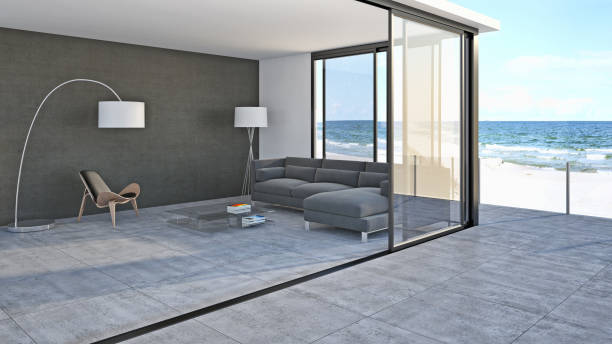 istock Large luxury modern bright interiors Living room mockup illustration 3D rendering image 2157541765