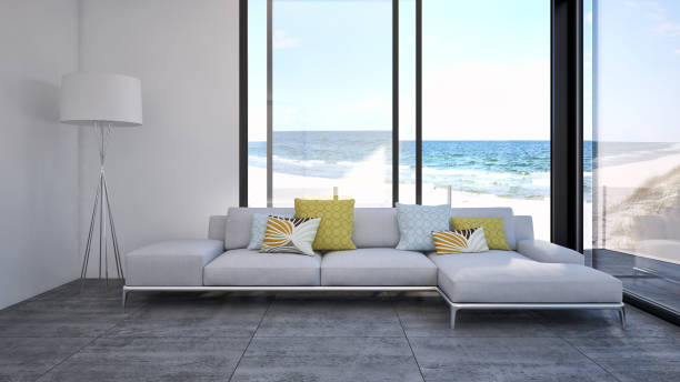 istock Large luxury modern bright interiors Living room mockup illustration 3D rendering image 2157541779