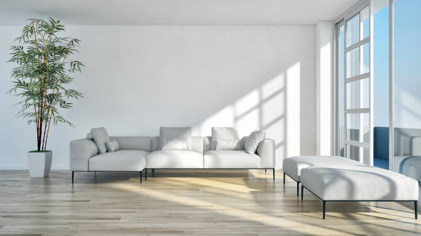 istock Large luxury modern bright interiors Living room mockup illustration 3D rendering image 2157541825