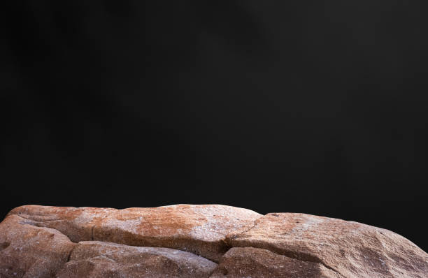 istock Background Studio Room Concrete,Stone Rock Podium isolated on black wall,Backdrop Display stage stand with light,shadow for Summer cosmetic Product Present or fashion branding 2157544437