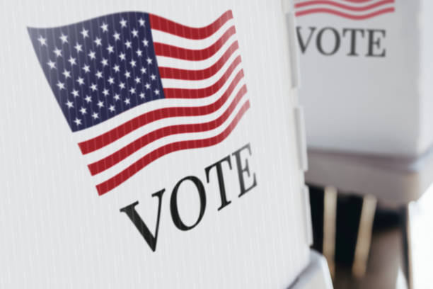 American flag printed on a polling booth