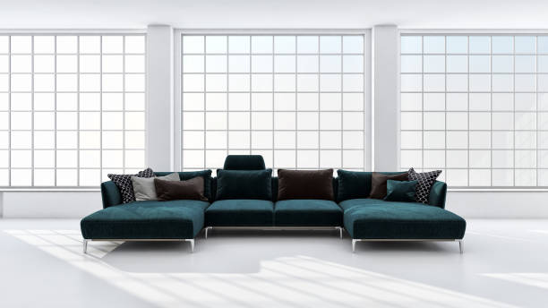 istock Illustration 3D rendering large luxury modern bright interiors Living room mockup computer digitally generated image 2157545197