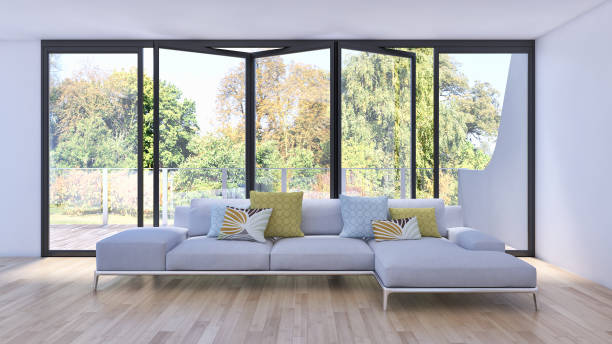 istock Large luxury modern bright interiors Living room mockup illustration 3D rendering image 2157545581