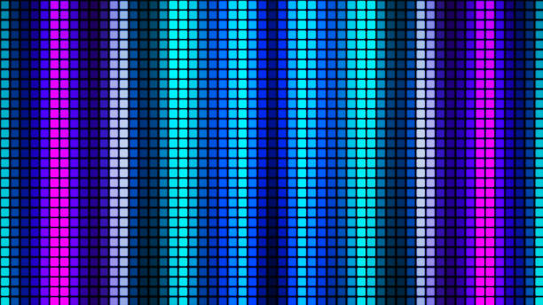 Colorful mosaic background in technology concept. Abstract colored LED squares. Technology digital square multicolored background. Bright pixel grid background. 3D rendering.