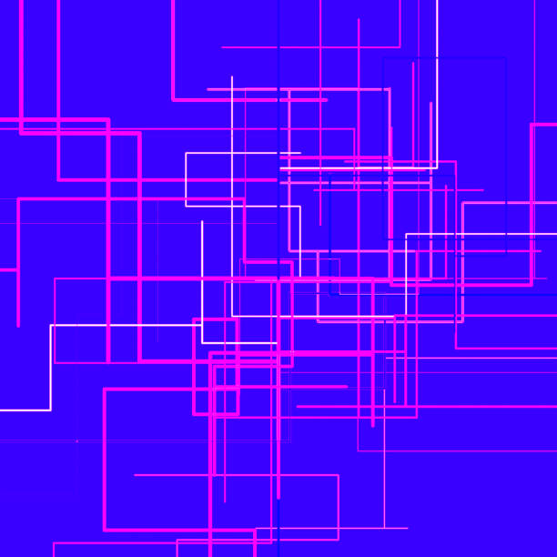 Abstract lines on a blue background. Digital geometric background. Colorful polygonal space. Technology background. Network connection structure. 3D rendering.