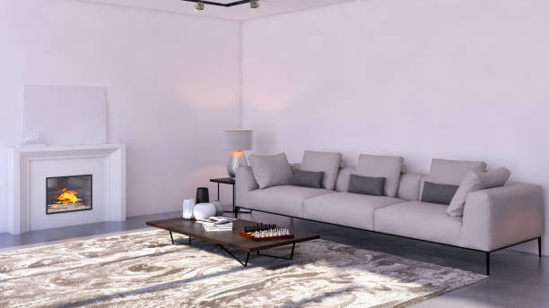 istock Large luxury modern bright interiors Living room mockup illustration 3D rendering image 2157546486
