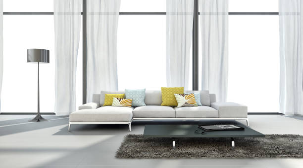 istock Large luxury modern bright interiors Living room mockup illustration 3D rendering image 2157547410