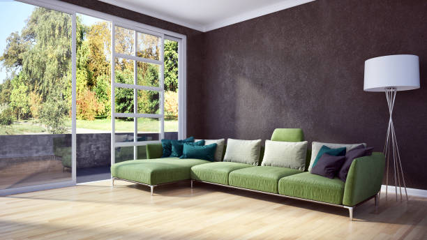 istock Large luxury modern bright interiors Living room mockup illustration 3D rendering image 2157548437