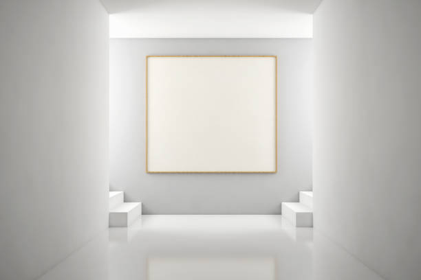 Blank picture frames on the walls of indoor exhibition halls