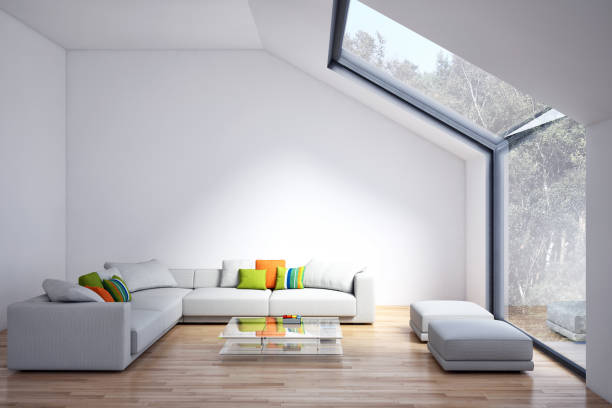 istock Large luxury modern bright interiors Living room mockup illustration 3D rendering image 2157548775