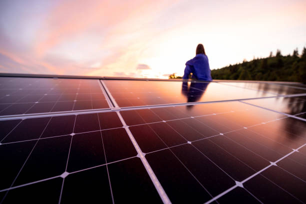 istock Rooftop with solar panels on house in mountains, 2157548882