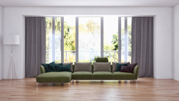 istock Large luxury modern bright interiors Living room mockup illustration 3D rendering image 2157548994