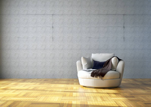 White Leather Chair near Wall and Window in Empty Interior Room