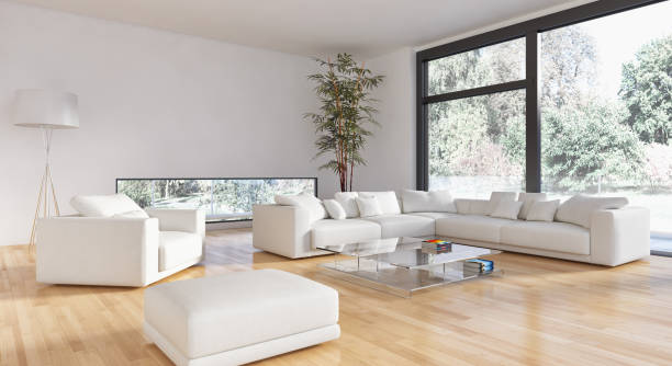 istock Large luxury modern bright interiors Living room mockup illustration 3D rendering image 2157549254