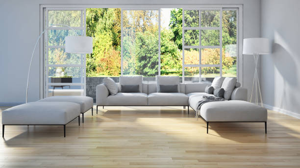 istock Large luxury modern bright interiors Living room mockup illustration 3D rendering image 2157549871