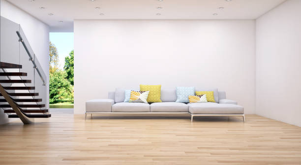 istock Large luxury modern bright interiors Living room mockup illustration 3D rendering image 2157551547