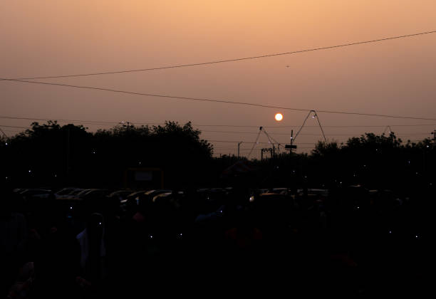 sunrise at dawn with orange sky at morning