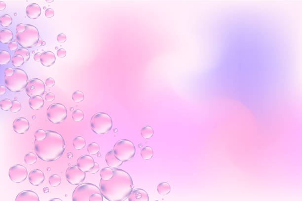 istock Light violet, light purple liquid soap bubbles or jelly circles, floating over a transparent background. Elegant glowing composition for cosmetology, beauty science, skin care molecular concept. 2157556034