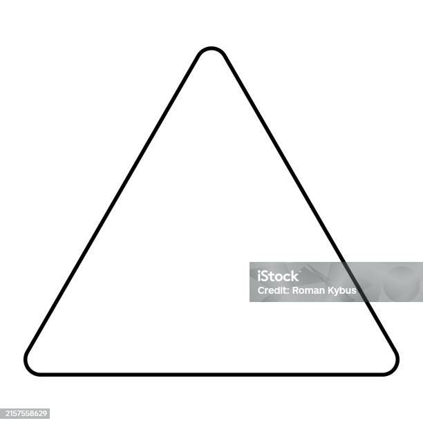 Long Rounded Triangle Shape Equilateral Rounded Triangle Shape Symbol Black And White Vector ...