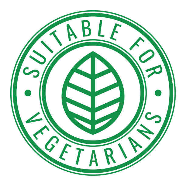 istock Green Suitable for Vegetarians isolated stamp, sticker, sign with Leaf icon 2157561409