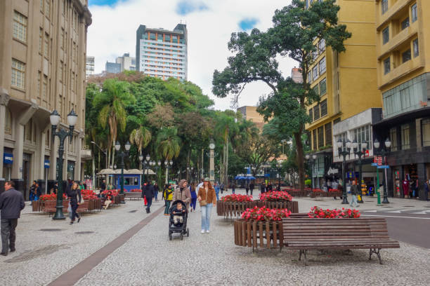 Curitiba, Brazil: Rua das flores, historic center downtown.