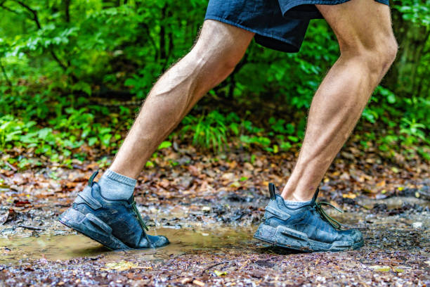 istock Off road fit male trail runner running on a forest trail 2157563827