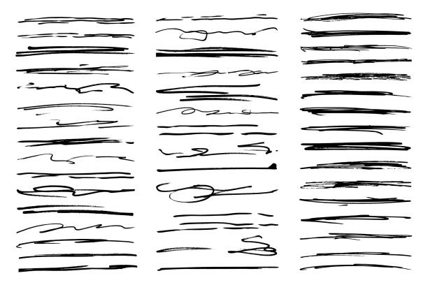 istock Marker and pen lines for underlining and highlight. Black marker and crayon stroke collection. 2157564091