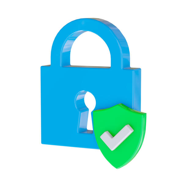 istock 3d Icon safety padlock isolated on white background. Blue symbol security minimalistic style 2157568817