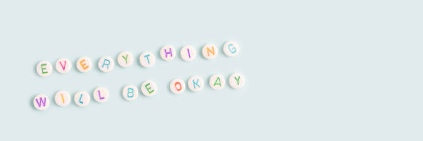 istock Everything will be okay. Banner with quote made of beads with letters. 2157574991