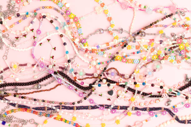 istock Various chains of beads, pearls and natural stones. 2157575418