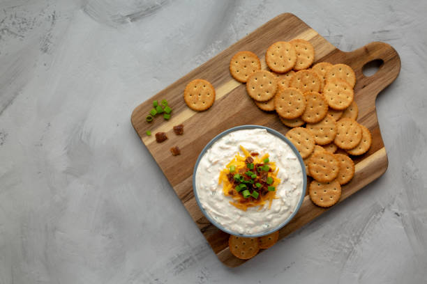 istock Homemade Crack Dip Appetizer in a Bowl, top view. Flat lay, overhead, from above. Copy space. 2157575768