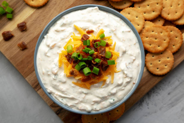 istock Homemade Crack Dip Appetizer in a Bowl, top view. Flat lay, overhead, from above. Close-up. 2157575792