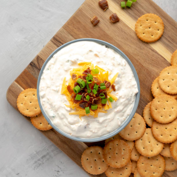 istock Homemade Crack Dip Appetizer in a Bowl, top view. Flat lay, overhead, from above. 2157575811
