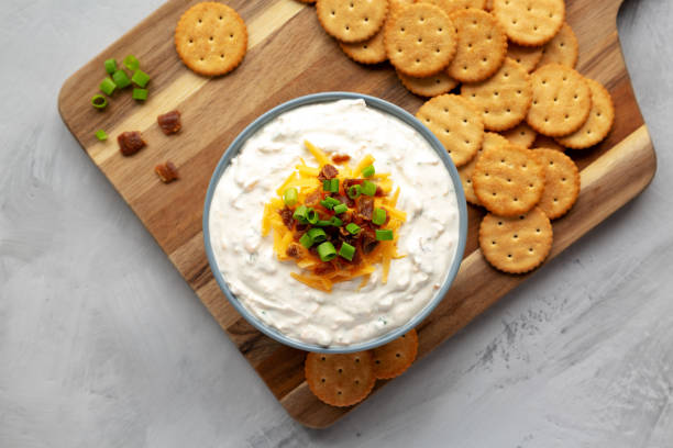istock Homemade Crack Dip Appetizer in a Bowl, top view. Flat lay, overhead, from above. 2157575828
