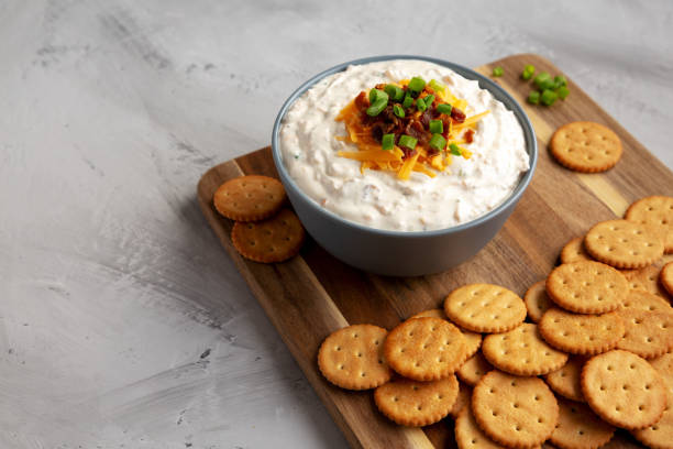istock Homemade Crack Dip Appetizer in a Bowl, side view. Space for text. 2157575849