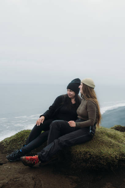 istock Two Happy Travellers Admiring Dramatic Iceland Landscapes From Above 2157577098