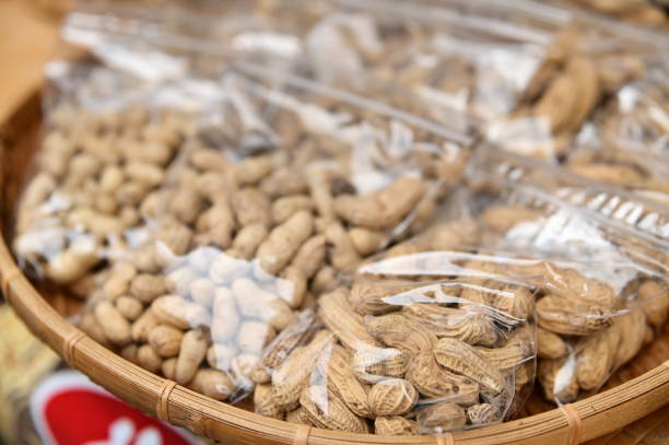 Peanuts on a white background