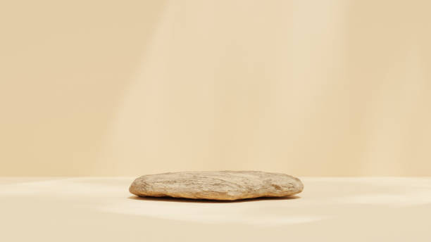 istock 3D rendering illustration of empty space rock podium display for product mockup background showcasing merchandise in landscape 2157578496