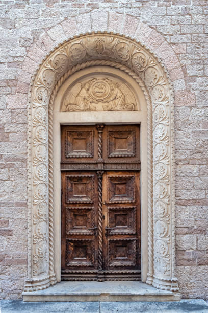 An old decorated vintage door in the old town of Kotor, ontenegro