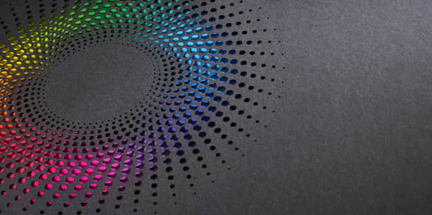 istock Vibrant circular pattern of colored dots on dark background forming an eye-catching spiral design 2157582446