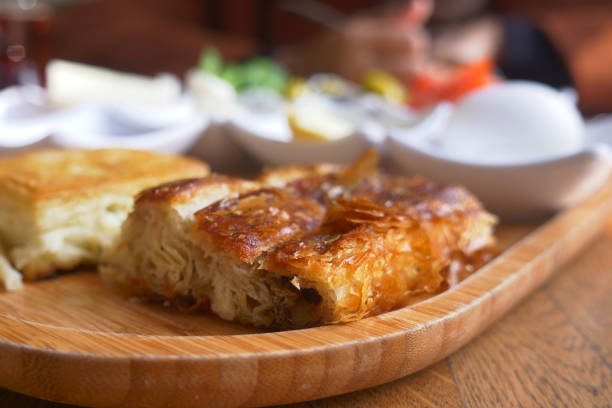 istock Traditional Turkish Cuisine Pastries borek on a plate 2157582754
