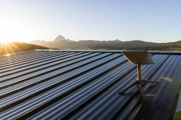 istock View past metal roof and satellite dish 2157587707