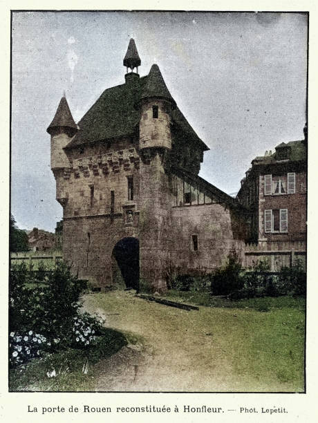 istock French medieval architecture, The Rouen gate reconstructed in Honfleur, Vinatge photograph 1890s 2157608028