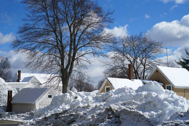 A city street during heavy snowfall
