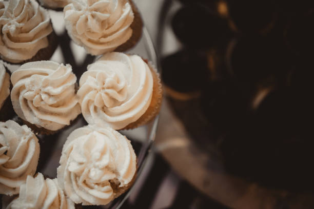 Wedding reception with butter cream frosting on cupcakes