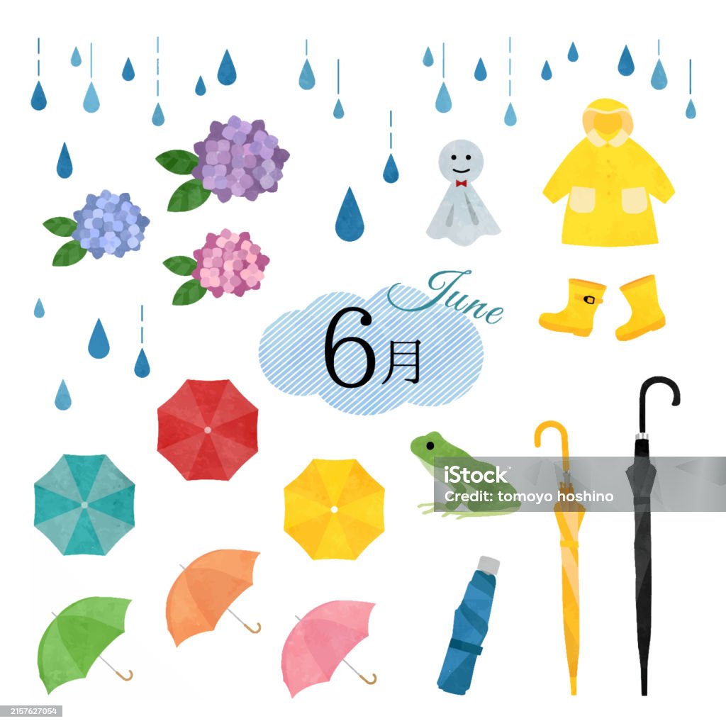 June Representation June Illustration Watercolour Style Material Set Stock Illustration ...