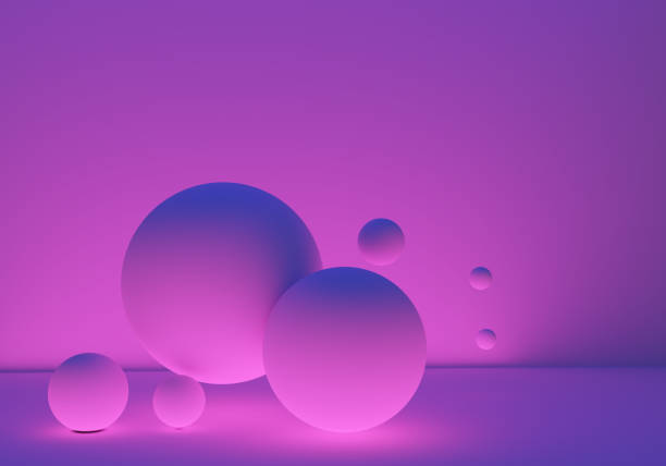 istock Background with balls in weightlessness. Background texture neon glow. Pink abstract background. Wallpaper with 3d balls bubbles. Volumetric bubbles in pink light. Pattern objects in weightlessness 2157628114