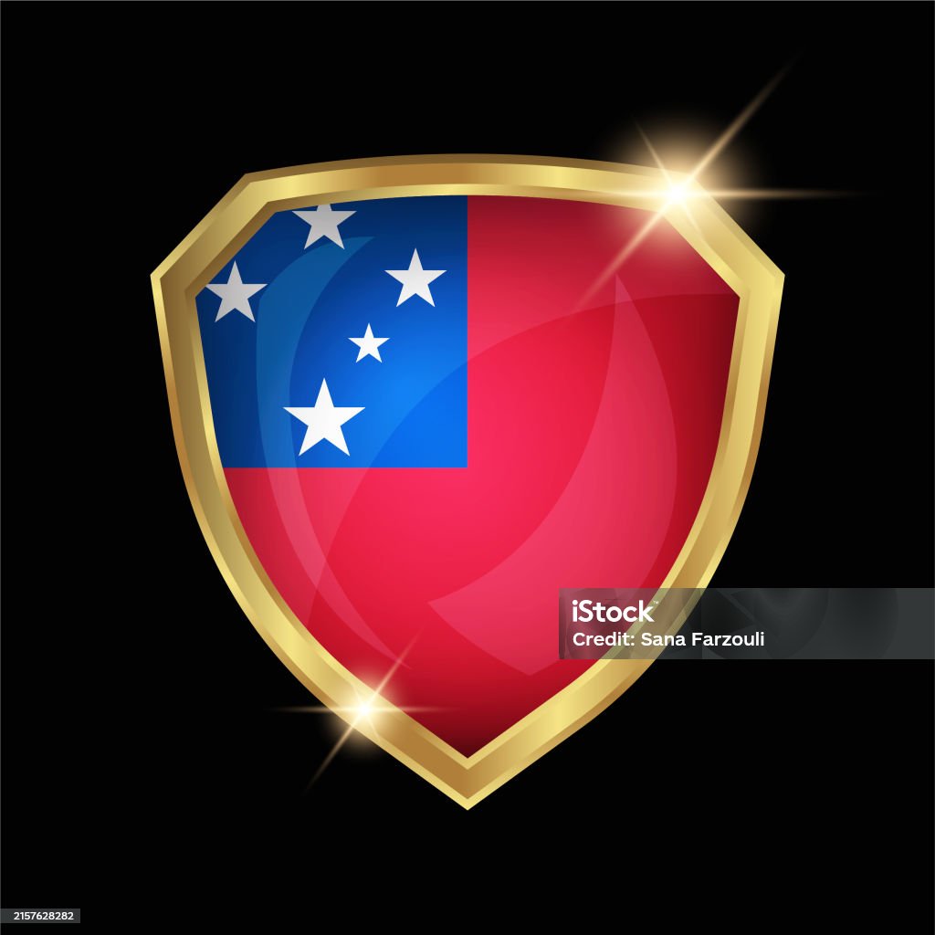 Sheild Samoa Samoa Flag Golden Shield Logo Stock Illustration - Download Image Now ...