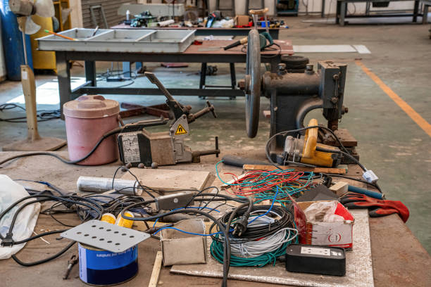 Division of equipment and small industrial tools in the factory.